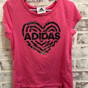 Girls Adidas Heart cap sleeve t shirt